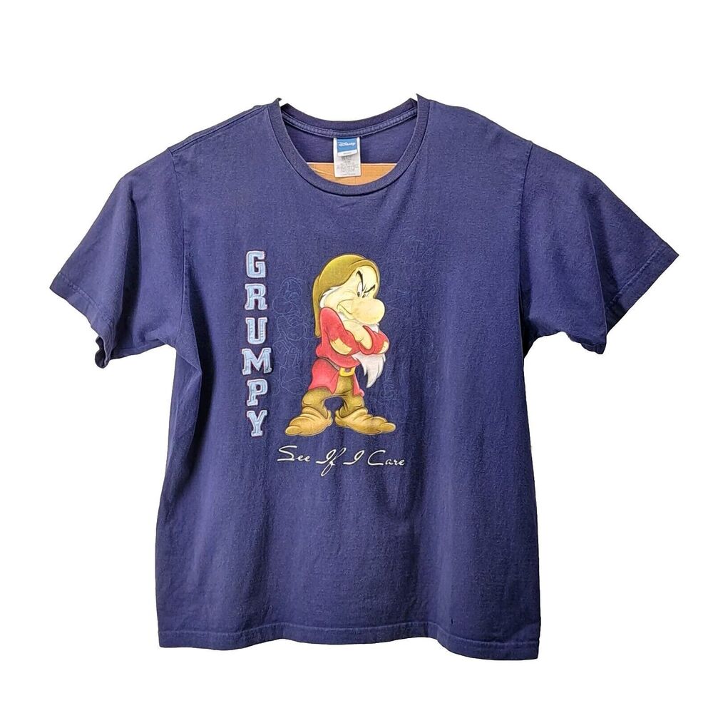 Disney Snow White Grumpy See If I Care Blue Graphic T-Shirt Women's Size 18/20